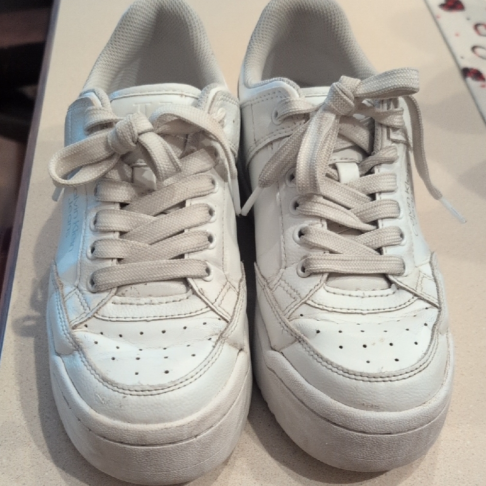 White Calvin Klein Leather Sneakers